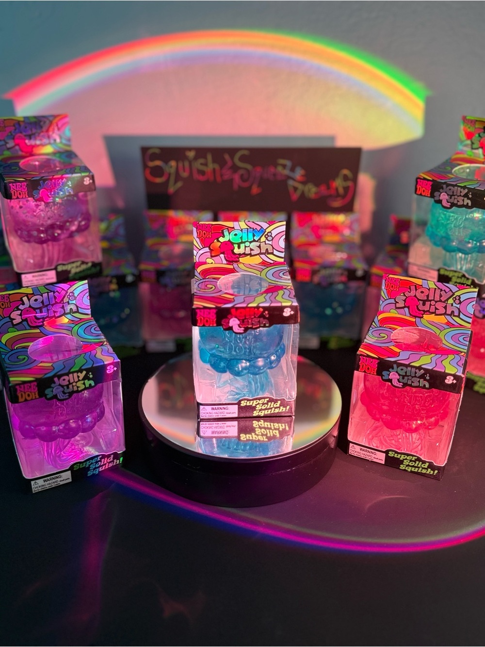 Needoh 3 PK Jellysquish BUNDLE - Glitter PURPLE + BLUE + PINK - Picture 12 of 15